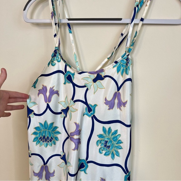 Vintage Natori White Lotus Print Slip Dress - Picture 2 of 5